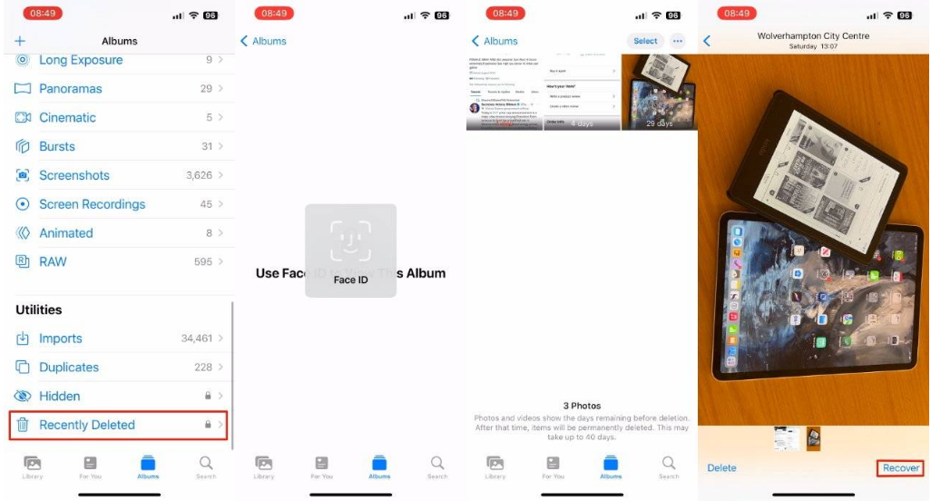 措美苹果14维修分享 iPhone14 上恢复已删除的照片 