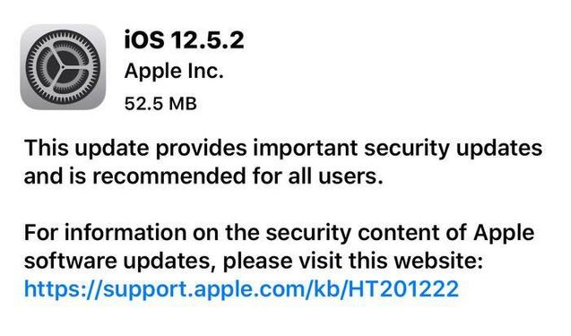 措美苹果手机维修分享iOS12.5.2发布，建议所有老苹果用户安装 